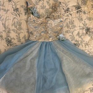 Blue Tulle Lace Dress